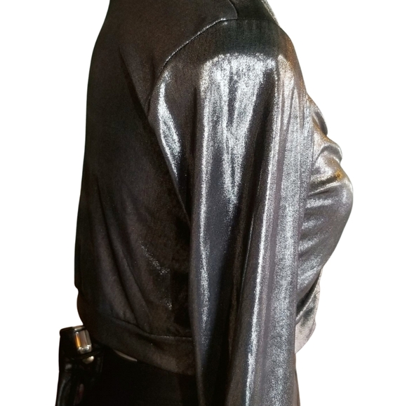 Jus d'orange Holiday Shimmery Silver Black Bolero - Picture 3 of 7